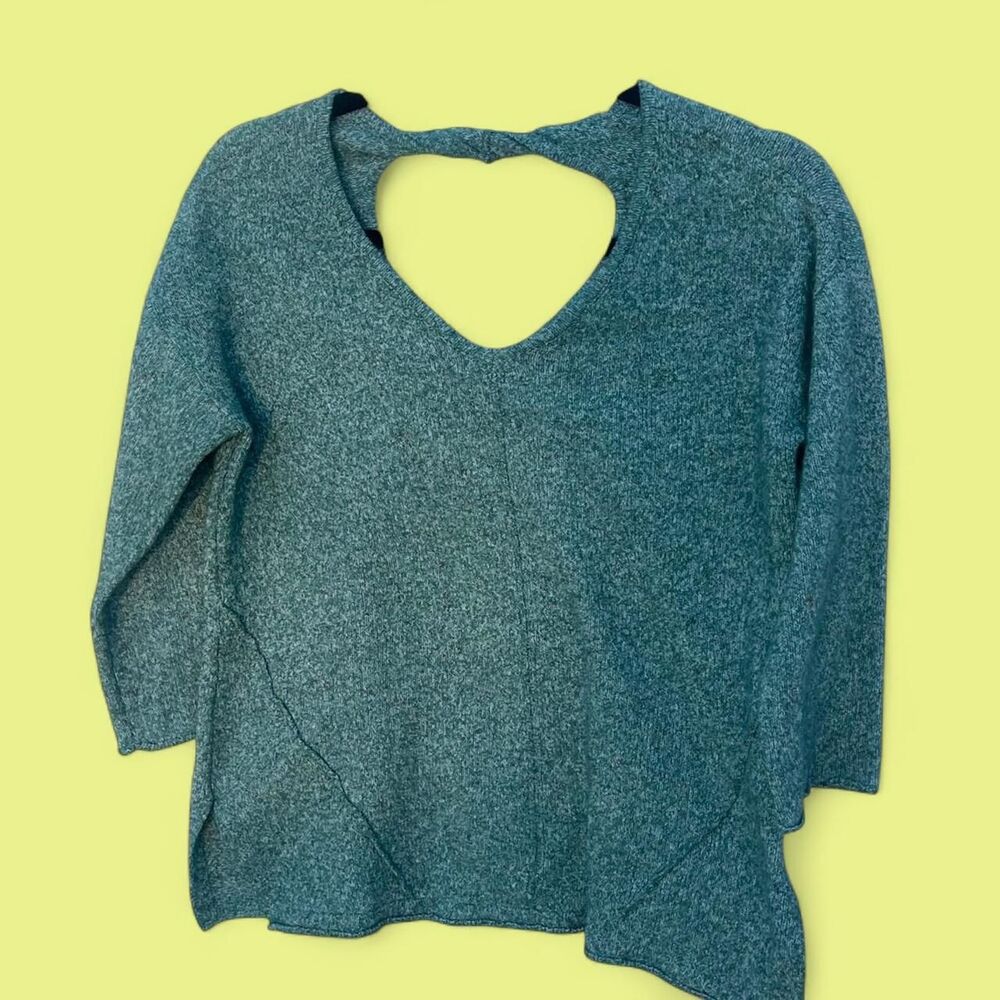 Democracy Green polyester sweater with heart cutout in the neckline size XS